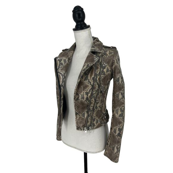 IRO Luiga Snake-Effect Leather Biker Jacket - Picture 7 of 14